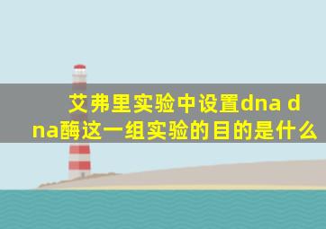 艾弗里实验中设置dna dna酶这一组实验的目的是什么